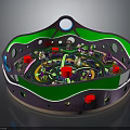 Colorful Decorative Household Tray With Green Purple Edges Holes Red Balls And Small Figures