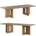 Modern Dining Table Set With Rectangular and Round Wooden Tables With Legs Featuring Holes
