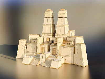 Ancient Temple Model With Intricate Tower Structures And Detailed Stone Architecture 3d model