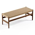 Modern Wooden Frame Bench with Woven Seat Minimalist Design and Natural Color