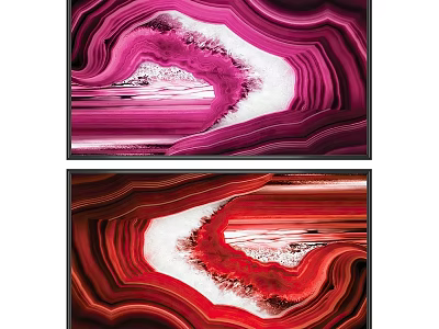 Two Modern Photo Frames With Pink And Red Agate Pattern For Wall Decor 3d model