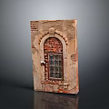 Vintage Architectural Element With Arched Window Brick Frame And Weathered Surface 3d model