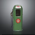Vintage Green Gas Pump With Flying A Logo And Classic Fuel Nozzle