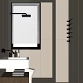 Modern Bathroom Interior Design With White Tile Walls Shower Area Toilet Vanity And Towel Rack