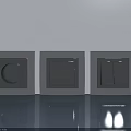 Modern Swing Door With Silver Square Switch Panels And Different Button Designs