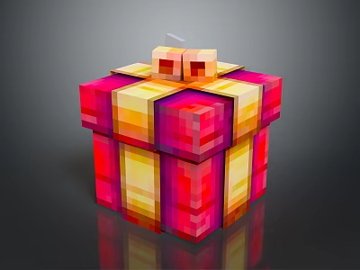 Vibrant Colorful Pixel Style Gift Box With Decorative Bow For Daily Life Use 3d model