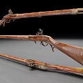 Antique Rifles With Intricate Wooden Stocks And Metal Components On