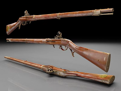 Antique Rifles With Intricate Wooden Stocks And Metal Components On 3d model