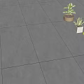 Gray Floor Tiles In Modern Indoor Space With Potted Green Plants Decor