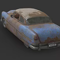 Rusty Old Blue Vintage Car With Weathered Body And Classic Design