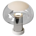 Modern Mushroom Shaped Table Lamp With Clear Glass Shade And Silver Metal Base