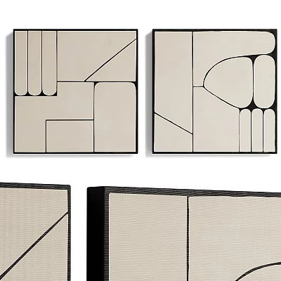 Abstract Paintings With Geometric Shapes And Neutral Tones For Modern Wall Decor 3d model