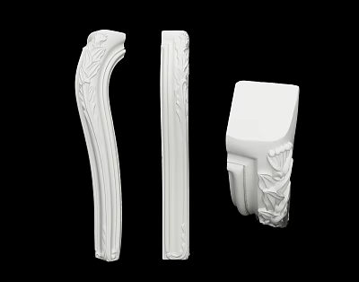 Different Styles Of White Carved Decorative Columns With Leaf Patterns And Architectural Elements 3d model