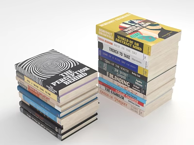Stacks of Books With Spiral Cover Design And Spines Featuring Strategy Leadership Building Themes 3d model