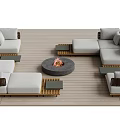 Outdoor Sofa And Coffee Table Set With Fire Pit For Patio Deck Area 3d model