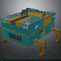 Turquoise And Yellow Industrial Machine With 9P Logo And BRINKMANN Support Stands