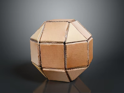 Handmade Brown Cardboard Geometric Polyhedron Craft Model Assembled Structure 3d model