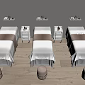 Serene Beauty Treatment Room With Three Massage Beds And Wooden Floor Plants