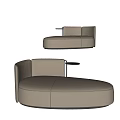 Modern Beige Leather Chaise Lounge With Curved Shape And Side Table Design 3d model