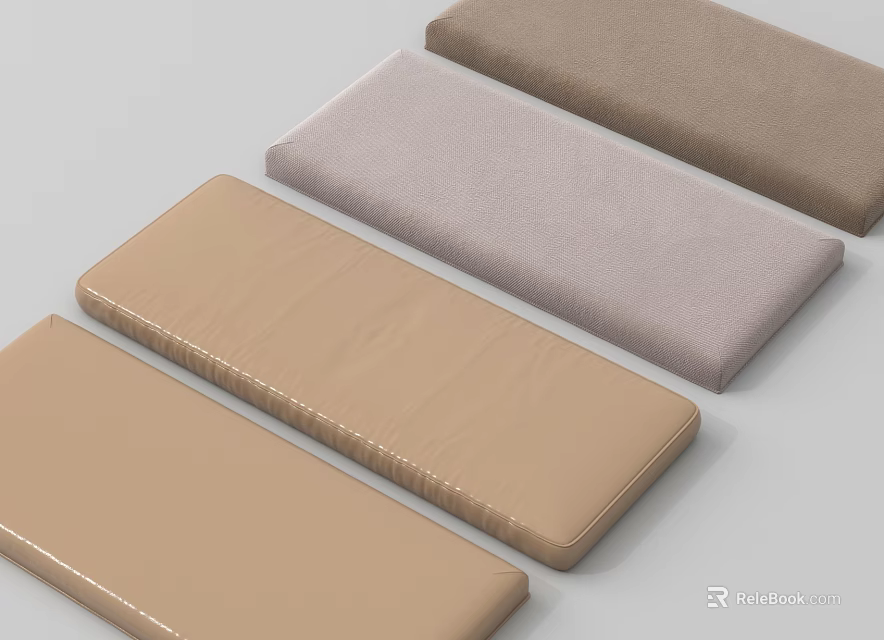 Other Rectangular Padded Fabric Mats In Beige Gray And Brown Tones With Stitched Edges 3d model 