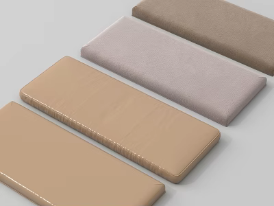 Other Rectangular Padded Fabric Mats In Beige Gray And Brown Tones With Stitched Edges 3d model