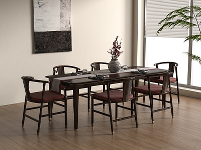 New Chinese Dining Table and Chair Combination 3d model