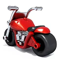 Stylish Red Motorcycle With Yellow Headlight Black Seat Wheels And Chrome Handlebars
