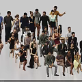 Group of Diverse People Standing and Sitting Together in Mixed Casual Formal Attire Posing for