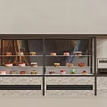 Stylish Dessert Shop Glass Display Case With Assorted Cakes And Pastries