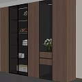 Modern Wooden Wardrobe With Glass Doors Interior Storage Shelves And LED Lighting