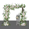 Elegant Floral Display with Decorative Arch Greenery and Easel Floral Arrangement