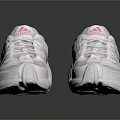 White Adidas Casual Sneakers With Red Logo Mesh Upper And Thick Sole Design