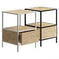 Modern Chest of Drawers With Metal Frame Wooden Drawer Open Shelf and White Black Frames