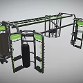 Multi Functional Gym Training Equipment With Black Green Structure And Multiple Workout Stations
