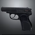 Modern Metal Handgun With Textured Grip Trigger Barrel And Red Indicator 3d model