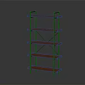 Modern Multi Tier Shelving Unit with Wooden Tiers and Black Metal Frame for Home Storage