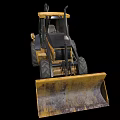 Yellow Backhoe Loader Construction Machinery With Front Bucket And Excavator Arm