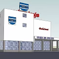 Modern Office Building With White Exterior Windows And Café Area Signage