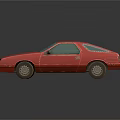 Red Classic Two Door Coupe Car With Blue Windows And Black Wheels