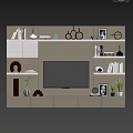 Modern TV Stand Design with Shelves Books Decorative Items and Potted Plants