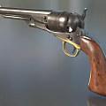 Antique Vintage Revolver With Brass Accents Wooden Grip And Metal Barrel