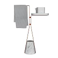 Modern Bathroom Cabinet Rack With Copper Stand Marble Cone Base White Tray And Gray Towel