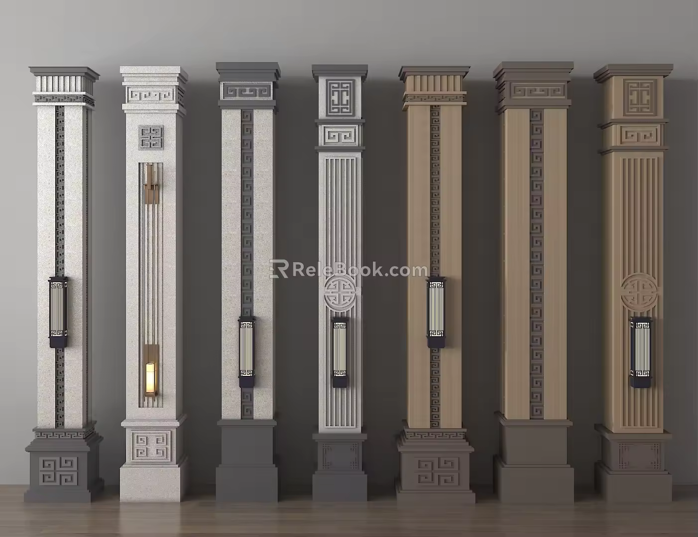 New Chinese Style Column Villa Column Corner Column 3d model