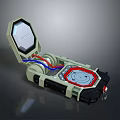Open Weapon Device With Green Casing Internal Red And Blue Wires And Circular Panel 3d model