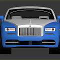 Blue and White Luxury Car With Sleek Design Chrome Grille And Alloy Wheels