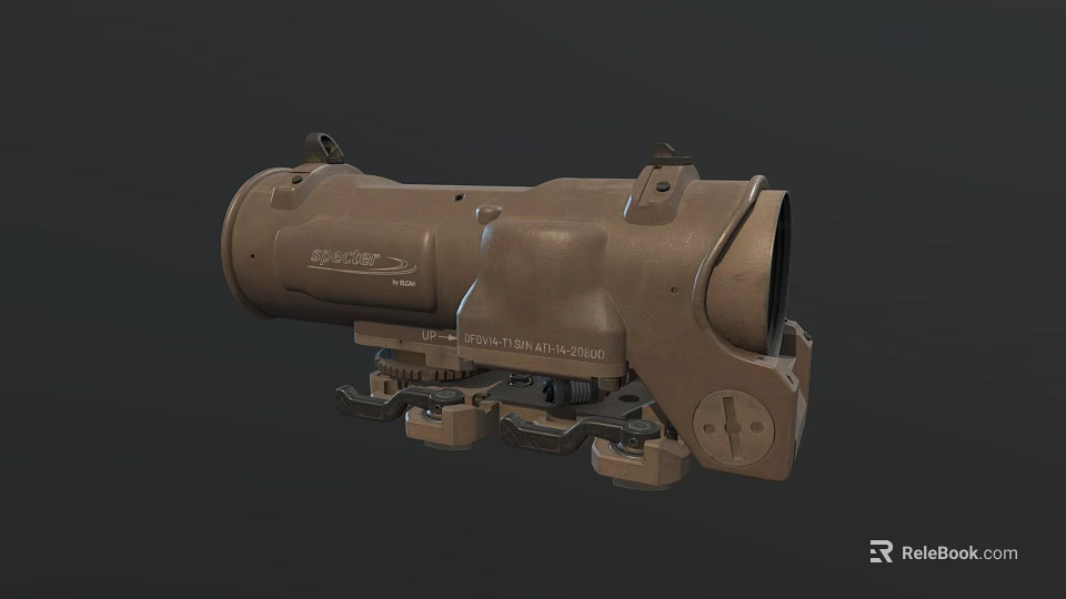 Brown Tactical Rifle Scope With Mounting System And 1-4x Magnification Design 3d model