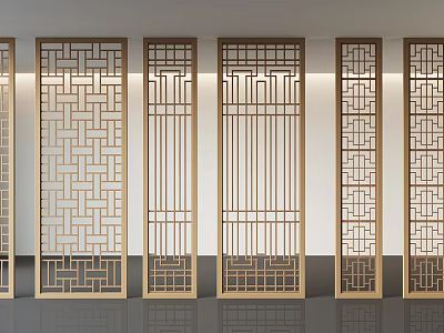 Chinese Style Room Dividers With Intricate Lattice Patterns And Modern Design 3d model