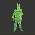 Batman Character Wearing Green Armored Suit With Cape And Helmet Standing
