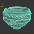 Ceramic Pot Sculpture Carving With Leaf And Dot Patterns And Broken Artistic Details