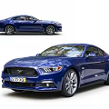 Blue Ford Mustang Sports Coupe Exterior Front and Side View Design